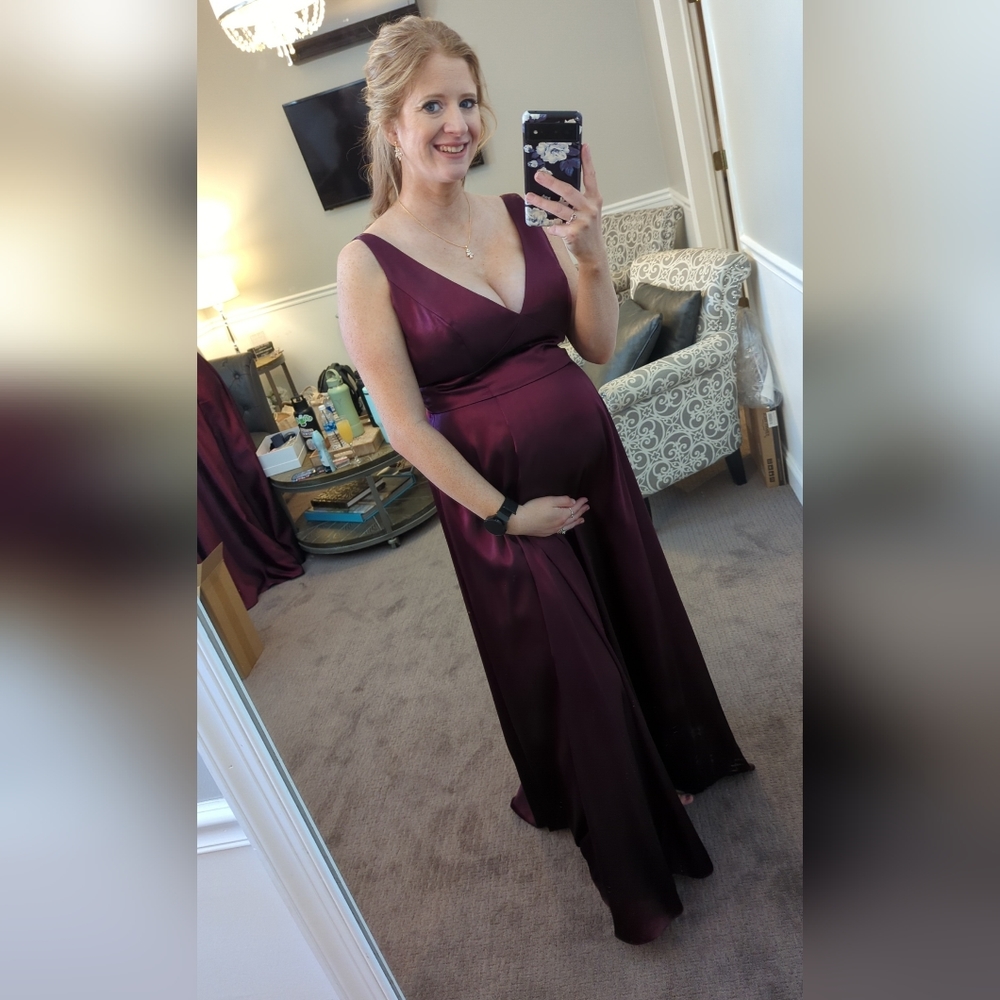 David's bridal Charmeuse vneck bridesmaid dress
